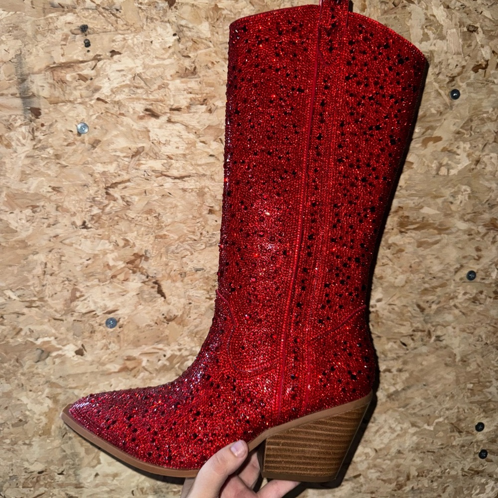 Corkys Tall Red Rhinestone Boots